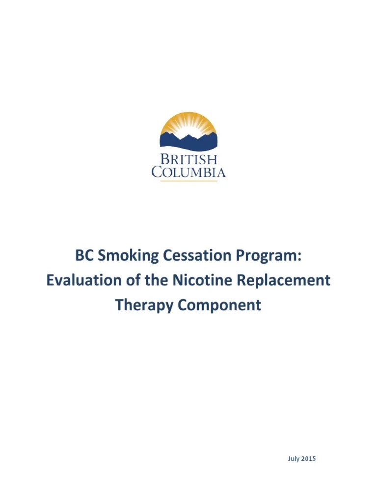 BC Smoking Cessation Program Evaluation of The Nicotine Replacement Therapy Component PDF