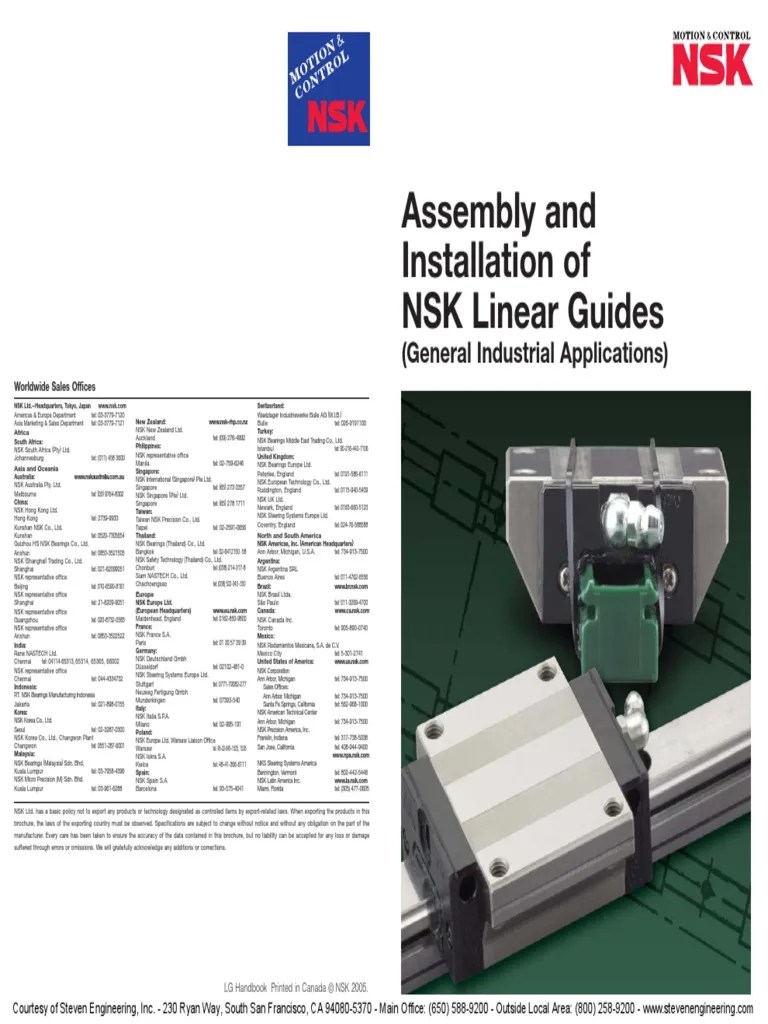 NSK Linear Guide Install PDF Screw Lubricant