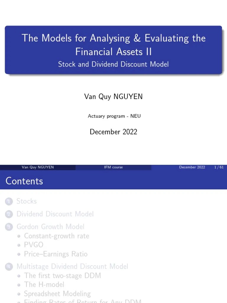 IFM2 Equity Valuation Model Stock and DDM PDF Technical