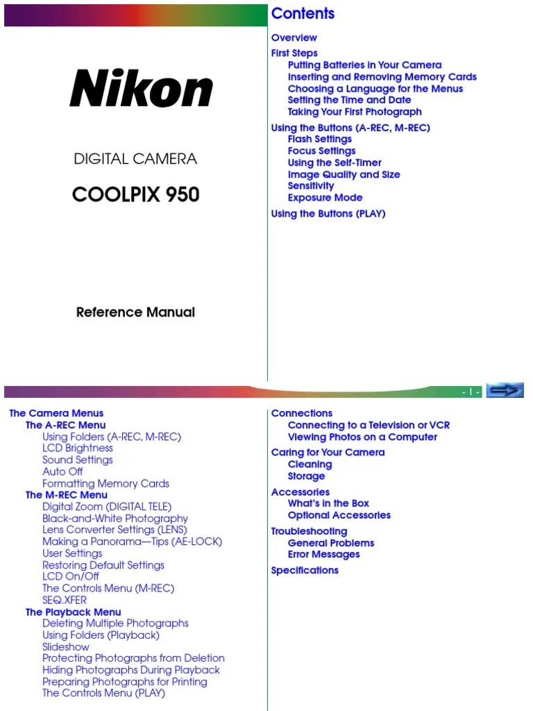 Nikon Coolpix 950 Manual1 | PDF | Flash (Photography) | Shutter Speed