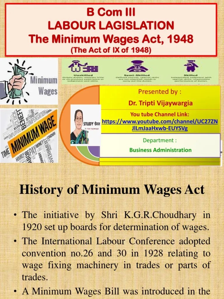 The Minimum Wages Act 1948 PDF Cost Of Living Employment
