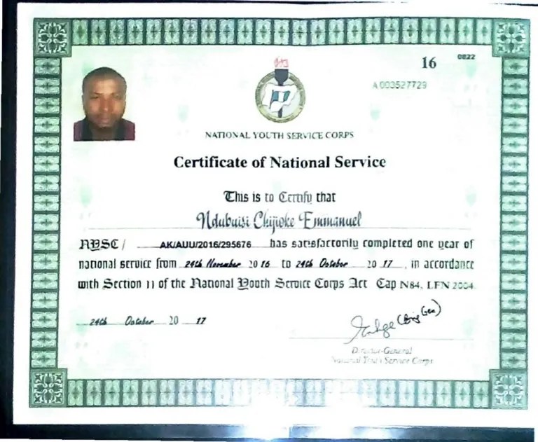 Nysc Certificate PDF