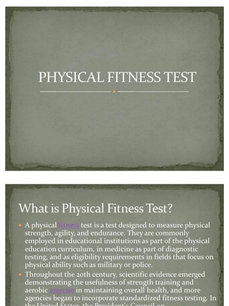 Physical Fitness Test Physical Fitness Flexibility
