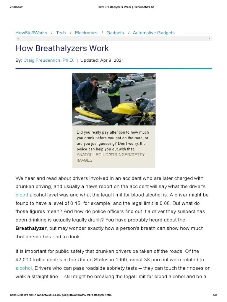 How Breathalyzers Work HowStuffWorks PDF Infrared Spectroscopy