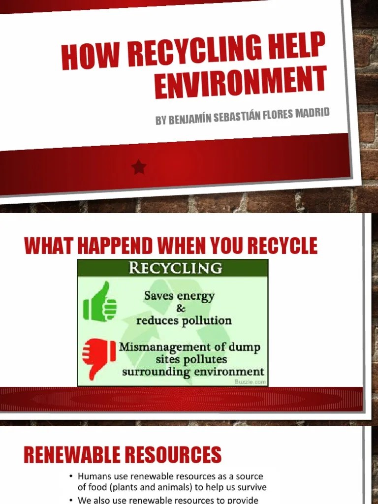 How Recycling Help Environment, Benjamin Flores PDF