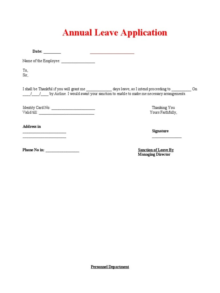 1Annual Leave Form PDF