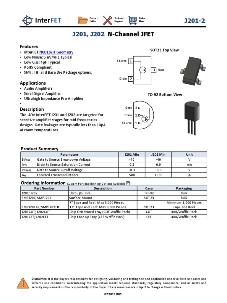 J201 (InterFet) NChannel JFET 40V PDF Field Effect Transistor