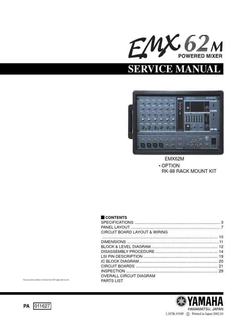Yamaha Emx62m | PDF | Operational Amplifier | Amplifier