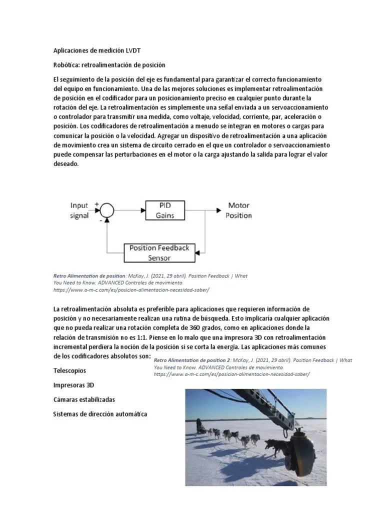 Aplicaciones de Medición LVDT PDF Realimentación Sensor