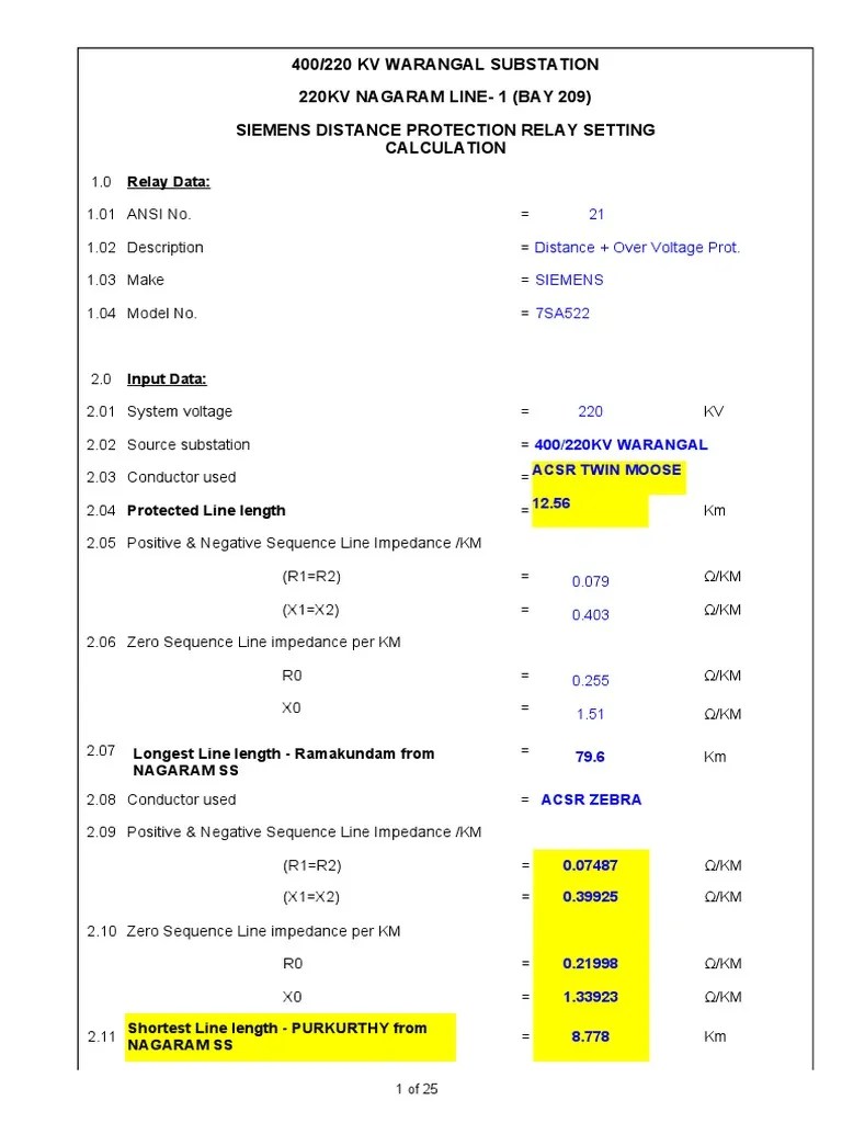 Siemens 7sa522 Distance Protection Relay Setting PDF Electrical