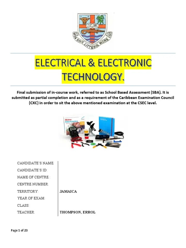 CSEC SBA Format ELECTRICAL PDF PDF Electronics Electrical Wiring