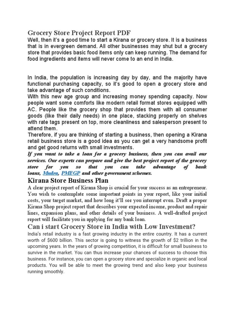SURESH Grocery Store Project Report PDF PDF Retail Grocery Store