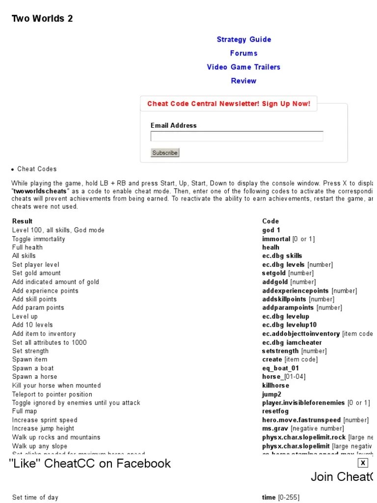 Two Worlds 2 Cheats, Codes, Cheat Codes, Walkthroughs Unlockables For