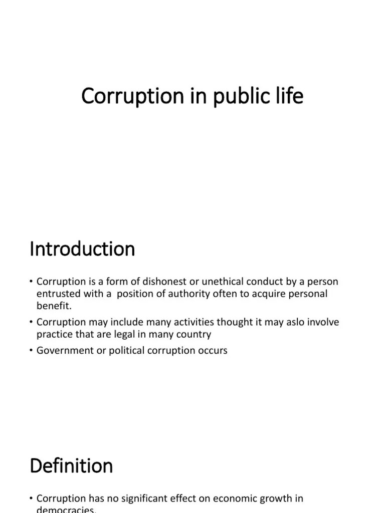 Overview of Corruption in Public Life PDF