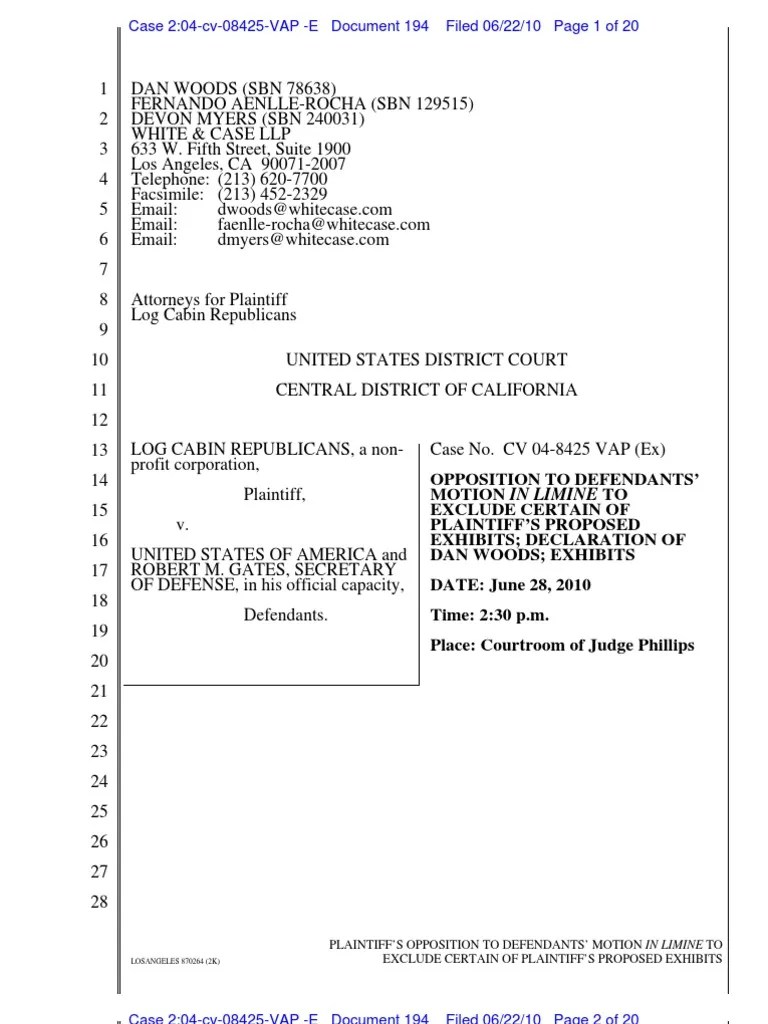 Plaintiff'S Opposition To Defendants' Motion in Limine To Exclude