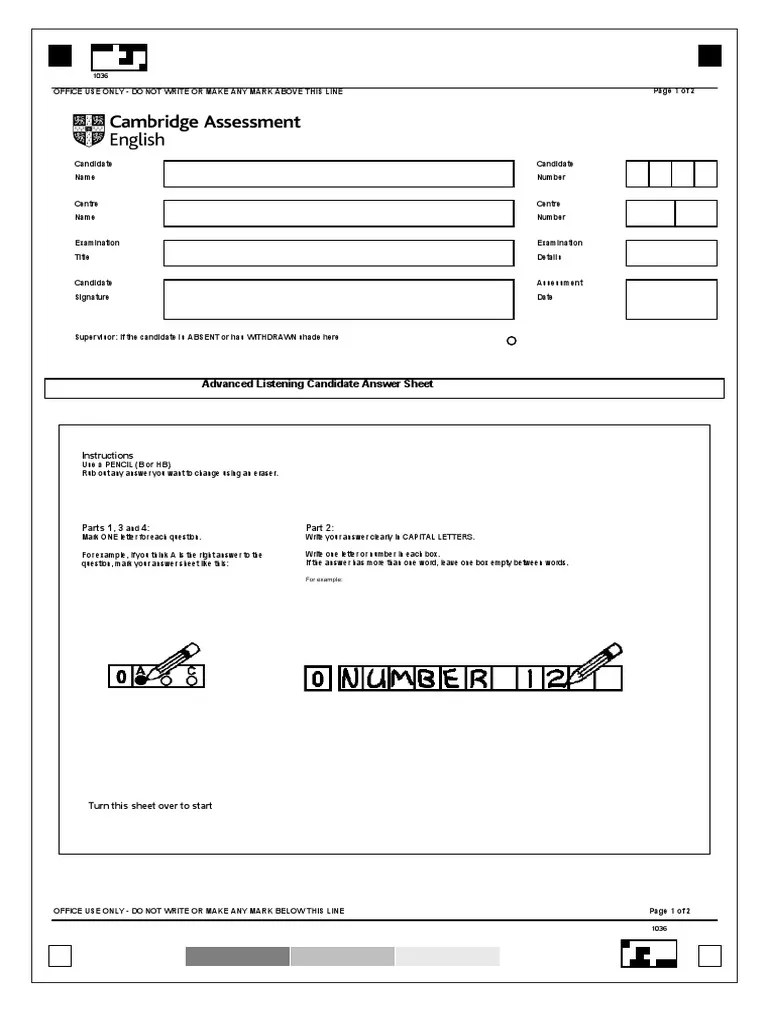 CAE Answer Sheet L | PDF