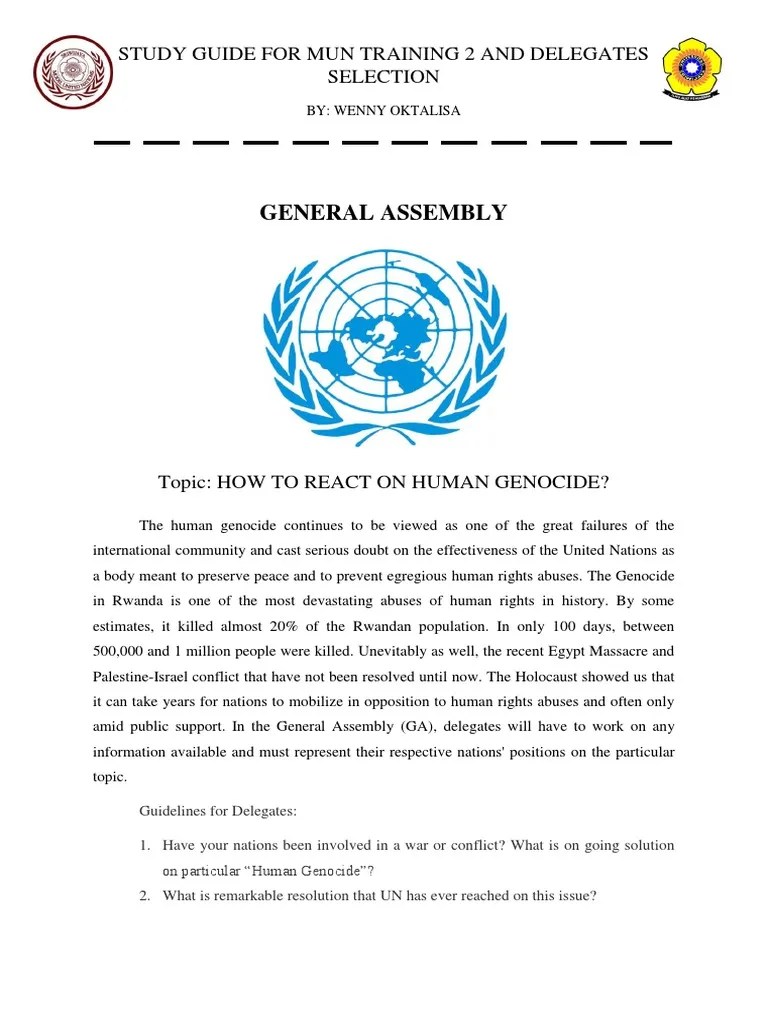 GENERAL ASSEMBLY Study Guide (For MUN Training 2 and Delegates