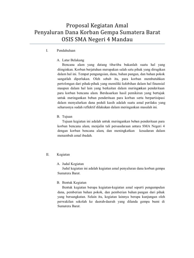 Contoh Proposal Bantuan Gempa Bumi Senang Belajar