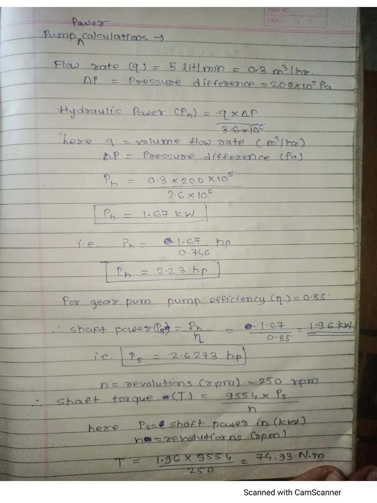Pump and Motor Calculation PDF