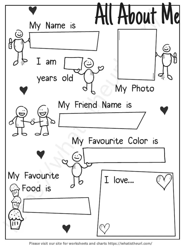All About Me Worksheet For Kids PDF