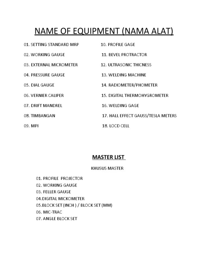 Instrument Master List PDF