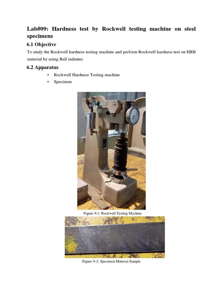 Lab 09 Hardness Test PDF Hardness Solid Mechanics