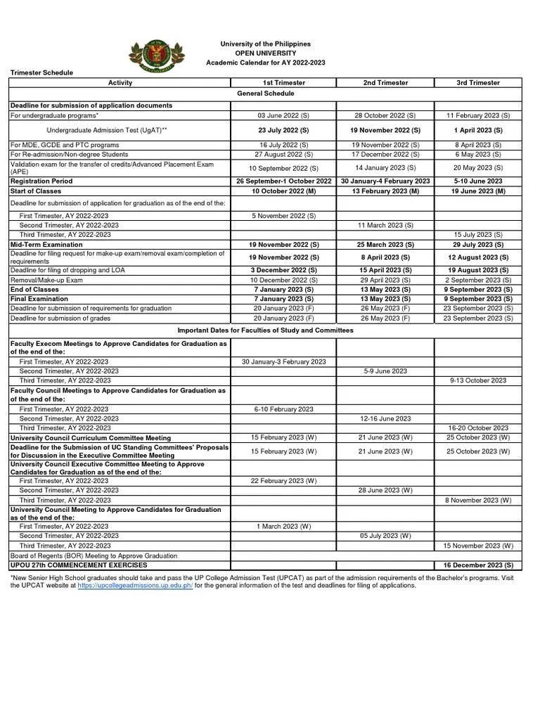 Academic Calendars Trimester AY 2022 2023 1 Download Free PDF