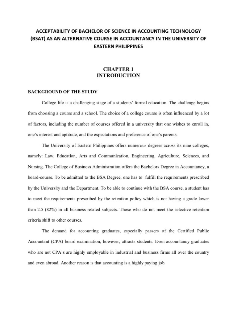 Acceptability of Bachelor of Science in Accounting Technology PDF