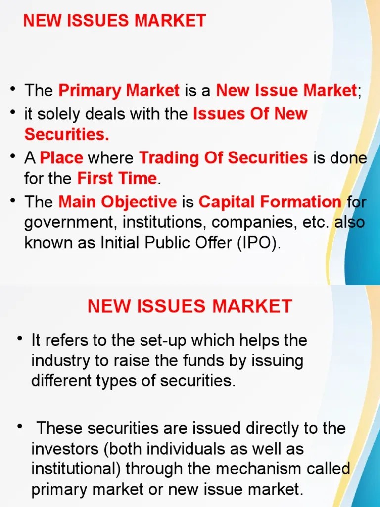 New Issues Market 2 PDF Financial Markets Securities (Finance)
