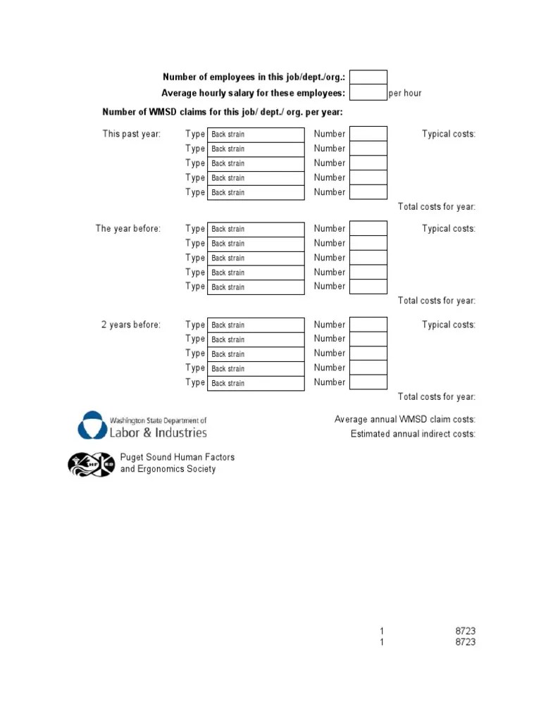 Washington State Ergonomics Cost Benefit Calculator PDF