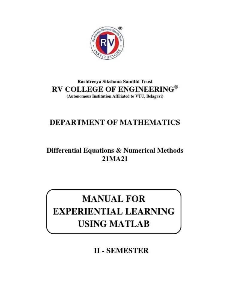 Matlab Manual21MA21 PDF Matrix (Mathematics) Matlab