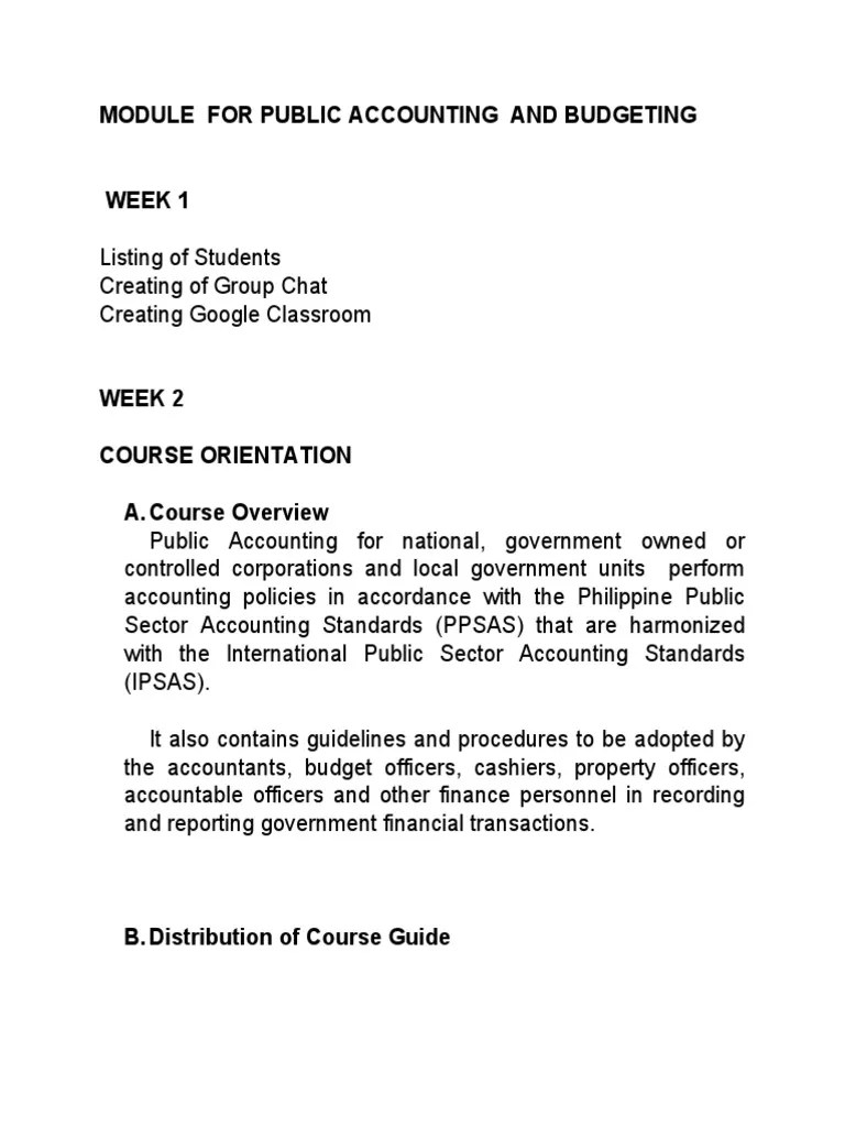 Module For Public Accounting and Budgeting PDF Taxes Accounting