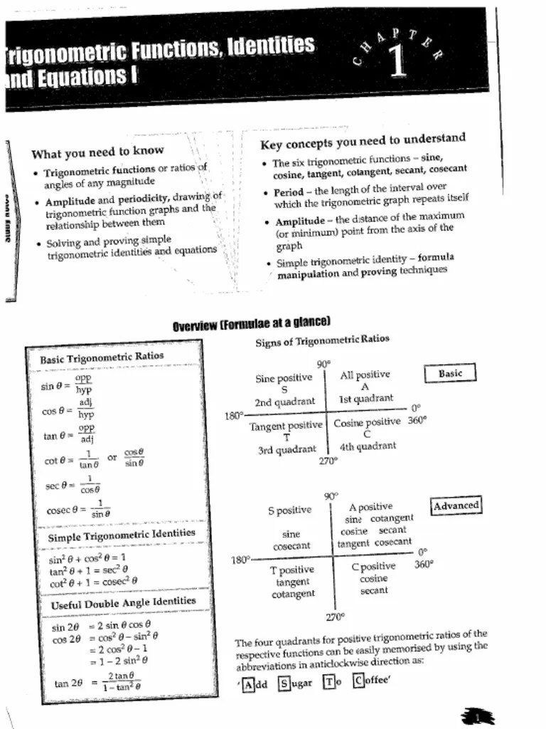 Chapter 1 - Trigonometry Functions, Identities & Equations I | PDF