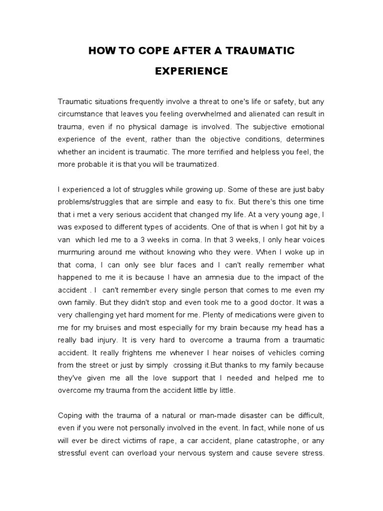 How To Cope After A Traumatic Experience PDF