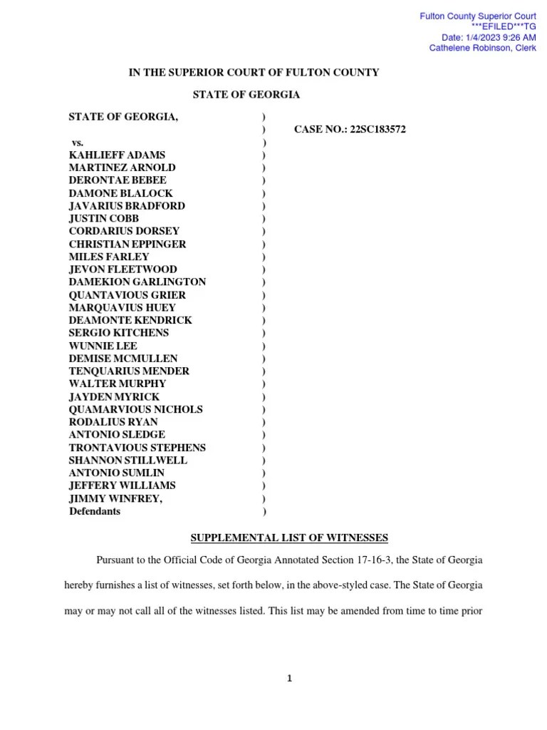 Read The Witness List in The Young Thug Trial Download Free PDF Law