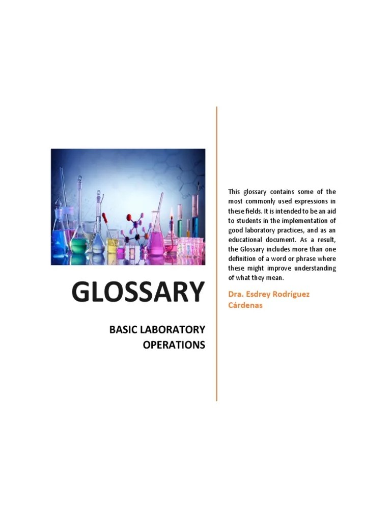 Glossary Basic Laboratory Operations PDF Mole (Unit) Solubility