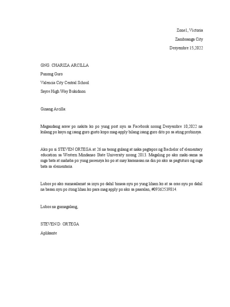 Application Letter (Tagalog) PDF