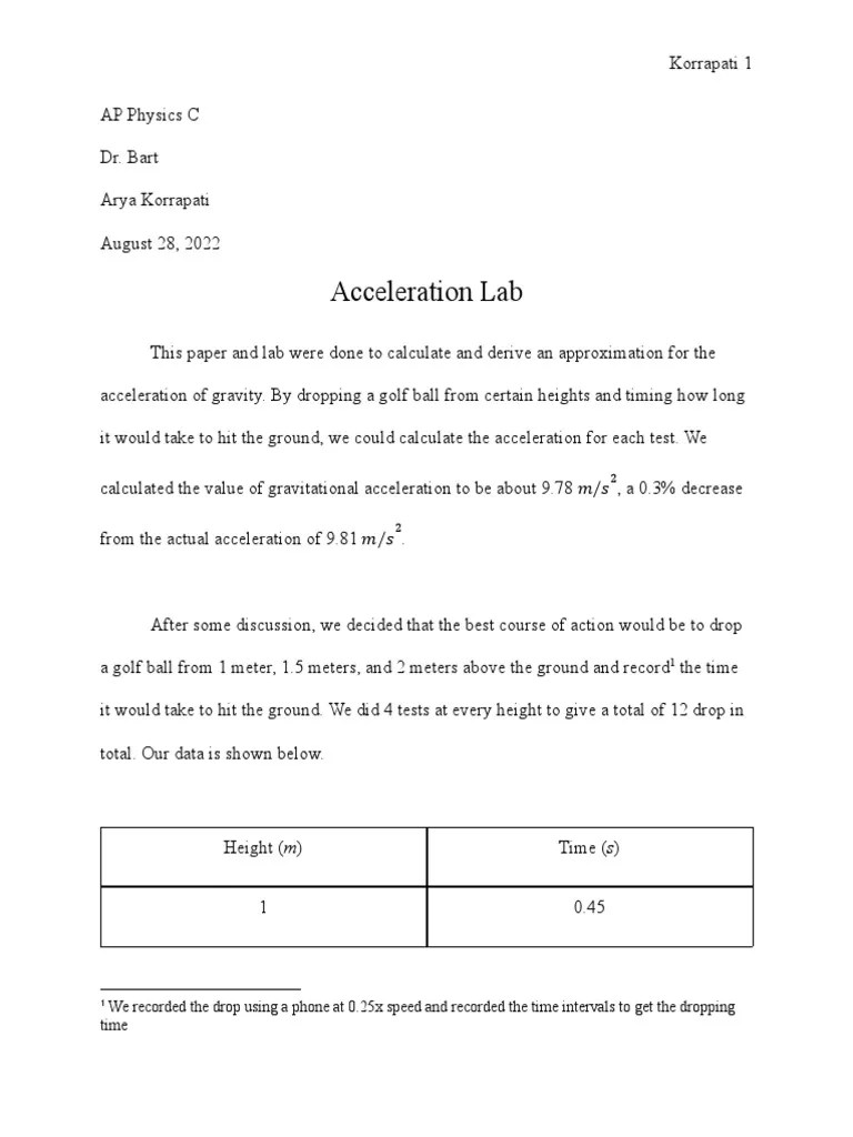 Acceleration Lab PDF Acceleration Metrology