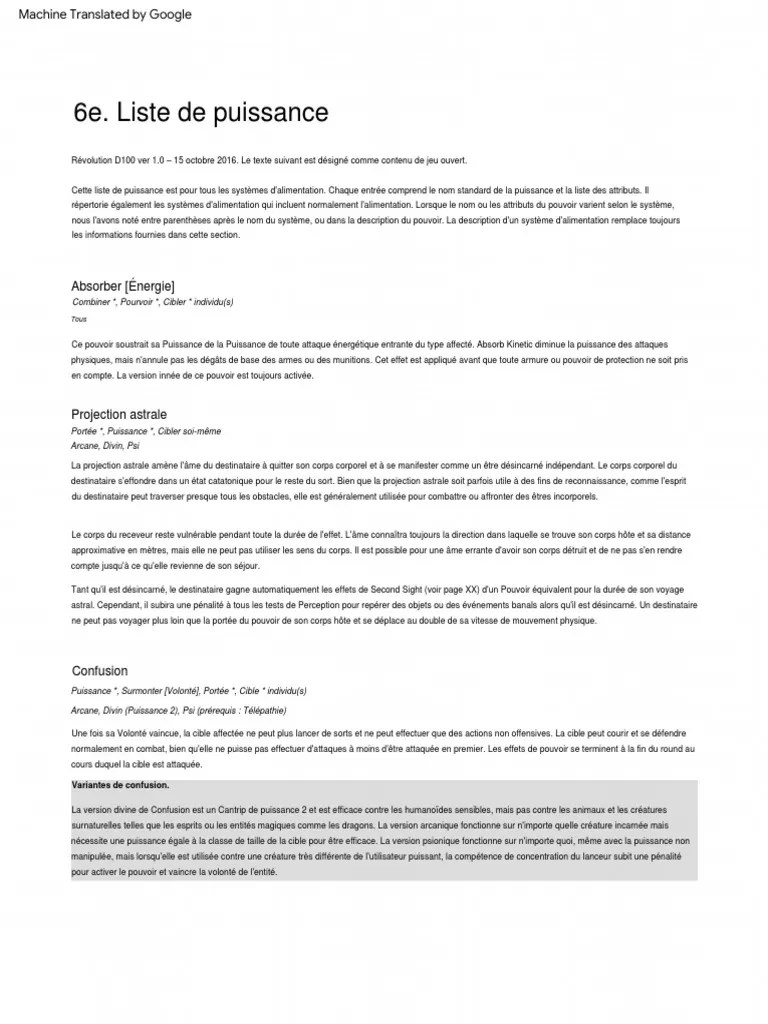 RD100 SRD 06a Power List PDF Illusion Lumière