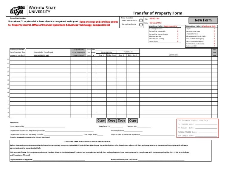 Property Transfer Form PDF