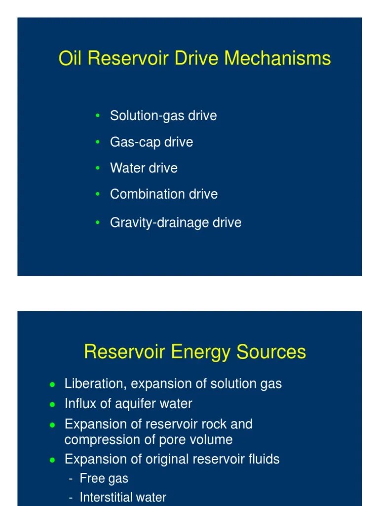 Reservoir Drive Mechanisms PDF Petroleum Reservoir Extraction Of Petroleum