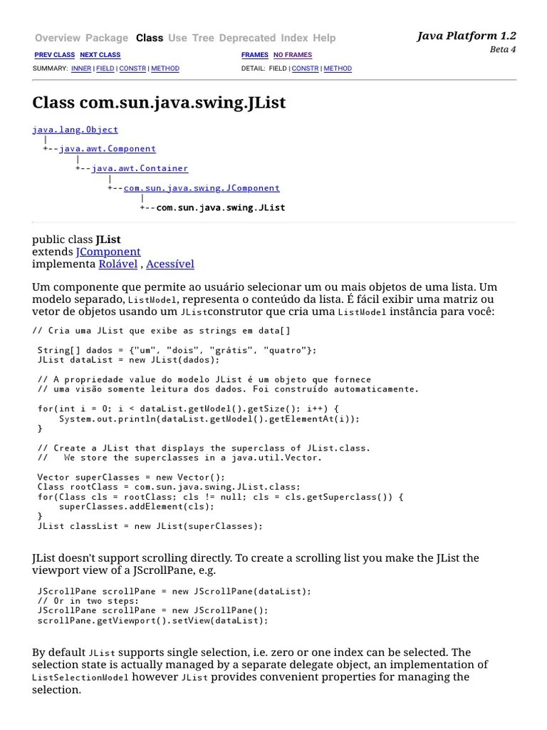 Class Com Sun.java Swing.jlist PDF Parameter