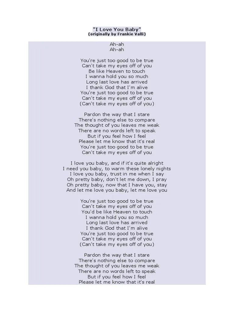 "I Love You Baby Lyrics Overview" | PDF | Self-Improvement