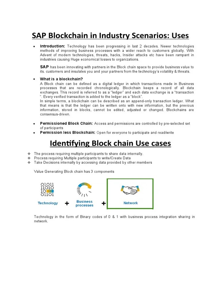 SAP Blockchain in Industry Scenarios 2 PDF Brand Business Process