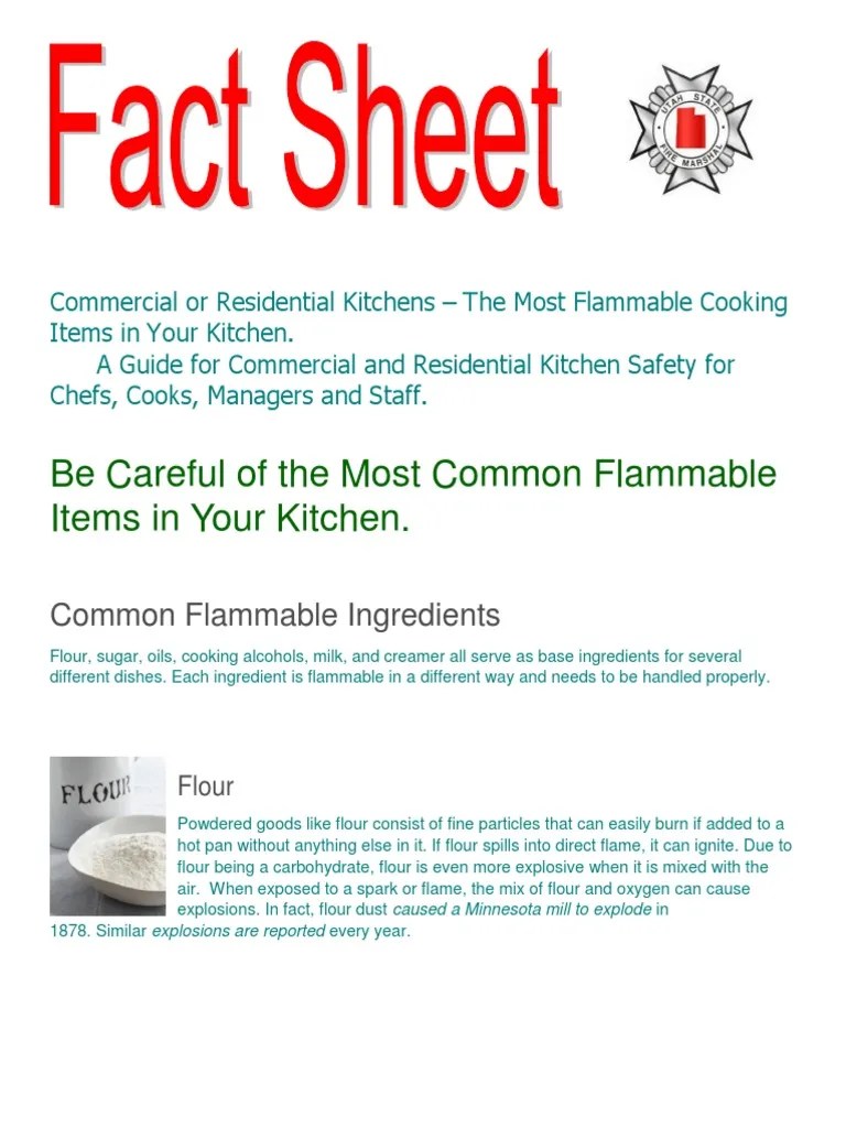 Most Common Flammable Items in Your Kitchen PDF Cooking Fires