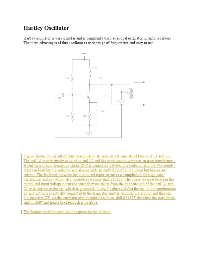 Hartley Oscillator PDF Amplifier Electronic Oscillator