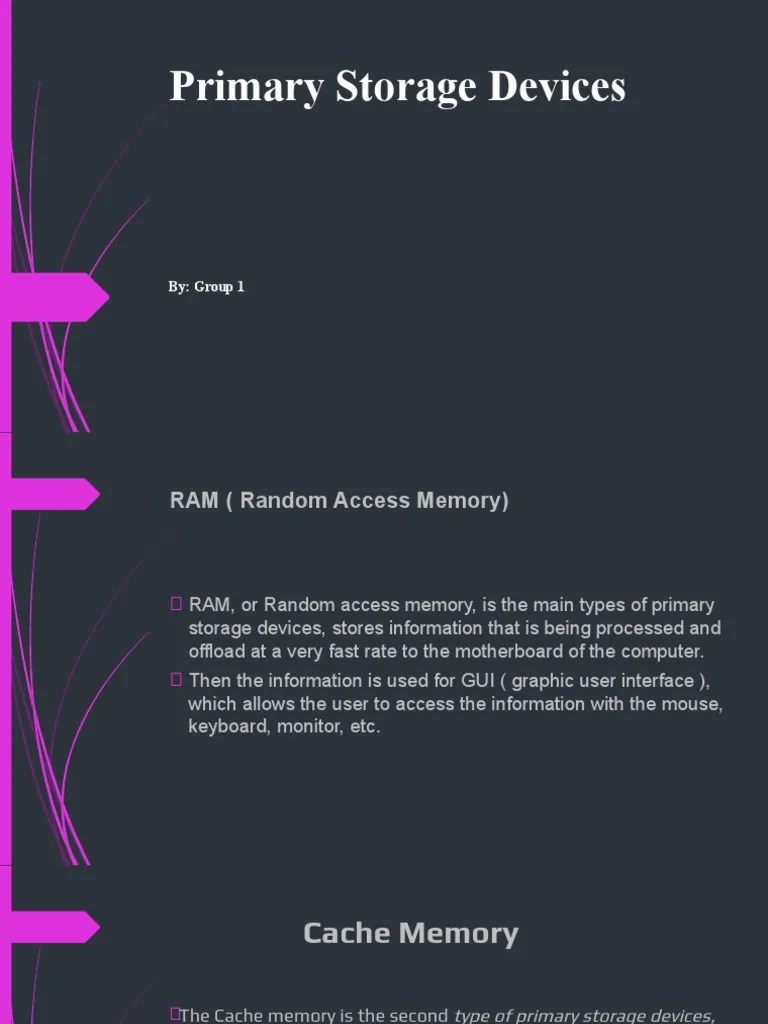 Group 1 Primary Storage Devices PDF