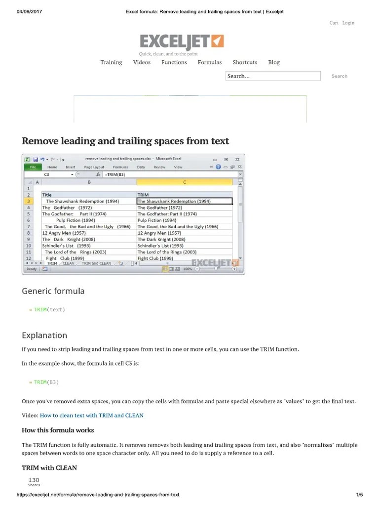 EXCELRemove Leading and Trailing Spaces From Text PDF