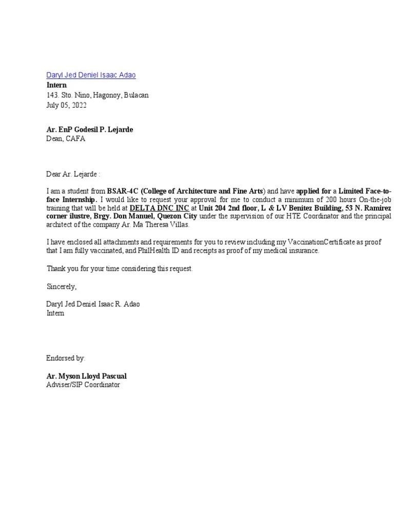 Request Letter To Dean PDF