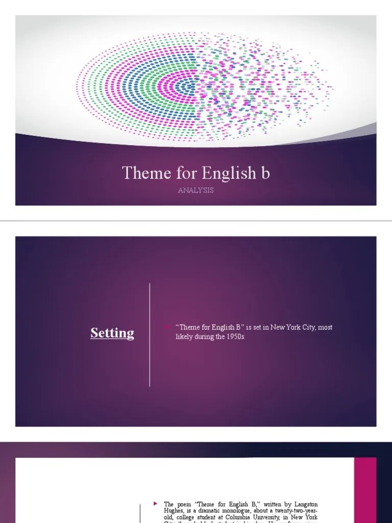 Theme For English B Presentation PDF Poetry